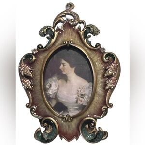 JAY STRONGWATER VICTORIANA YVONE FRAME. 
HAND PAINTED ENAMEL& SWAROVSKI
CRYSTALS